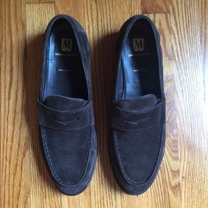 Bruno Magli brown suede penny loafers.